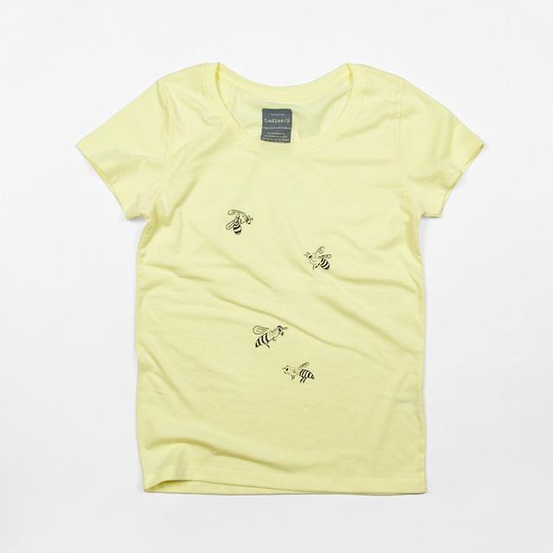 ミツバチイラストTシャツTcollector - 女装 T 恤 - 棉．麻 黄色
