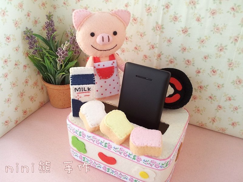 《mini熊 手作》【甜蜜早餐屋 】 ~ 智慧型 手机座 - 玩偶/公仔 - 其他材质 
