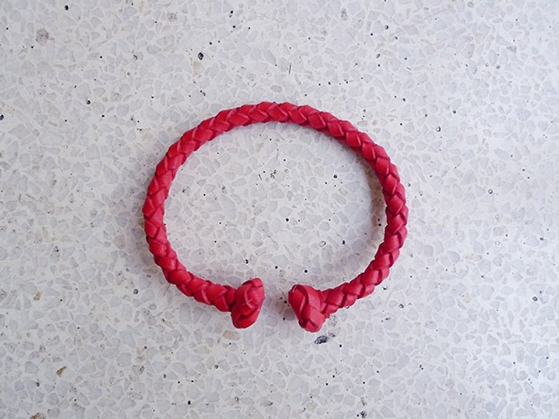 红色手工编织手环 - 手链/手环 - 真皮 红色