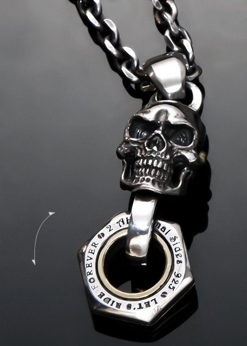 Let's Ride| Movable Piston skull necklace 活塞骷髅全可动项链 - 项链 - 纯银 银色