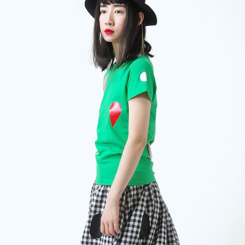 大水滴绿T恤 T-Shirt - imakokoni - 女装 T 恤 - 棉．麻 绿色