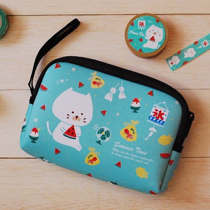 Mori Shu护照旅行/手机硬盘3C包-包子猫吃西瓜款 - 化妆包/杂物包 - 防水材质 多色
