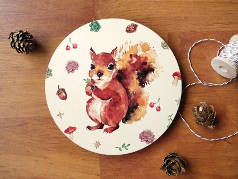 小动物圆滚滚陶瓷杯垫 / 森林松鼠 - 杯垫 - 其他材质 咖啡色