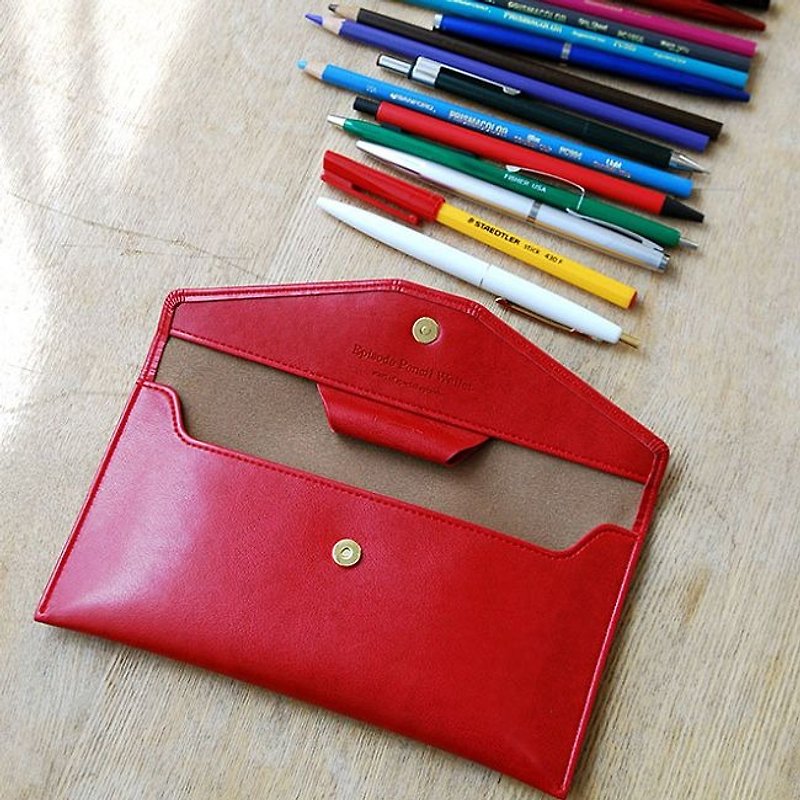 PLEPIC-真爱信笺皮革笔袋-覆盆莓红,PPC92122 - 铅笔盒/笔袋 - 真皮 红色