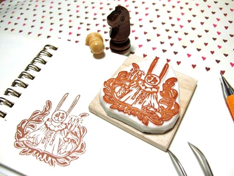 Apu手工章 复古绘本装饰风兔子先生印章 A款 - 印章/印台 - 橡胶 