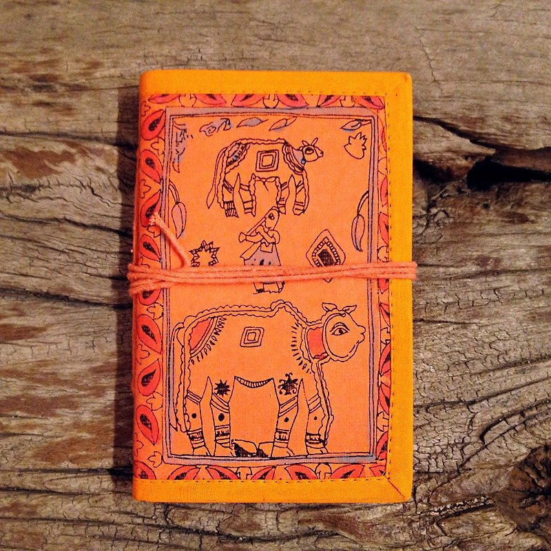 西印度Madhubani默图伯尼手绘环保手工笔记本 | Ascetic Exports - 笔记本/手帐 - 纸 橘色