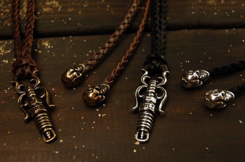 F.T.W火星塞&骷髅皮绳项链 - 项链 - 其他金属 