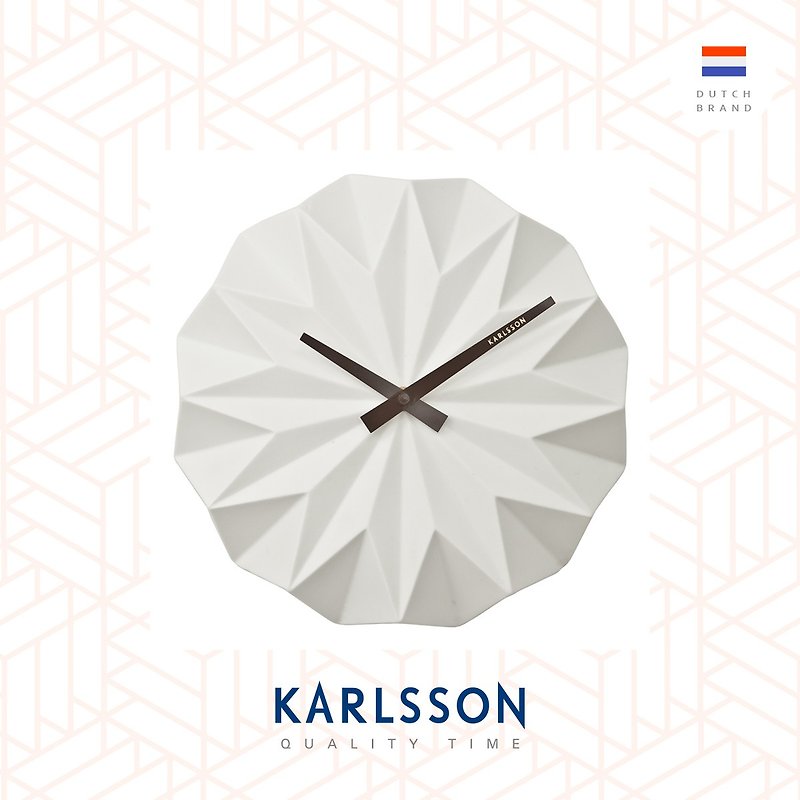 Karlsson, Wall clock Origami ceramic matt white 陶瓷挂钟 - 时钟/闹钟 - 陶 白色