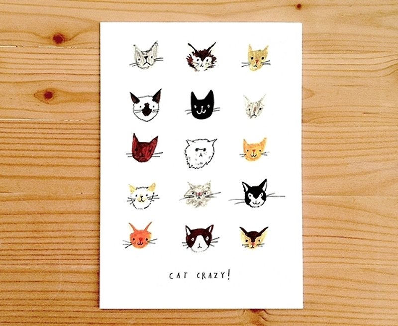 全球插画家系列 - Nina Cosford Greeting Card "CAT CRAZY" - 卡片/明信片 - 纸 