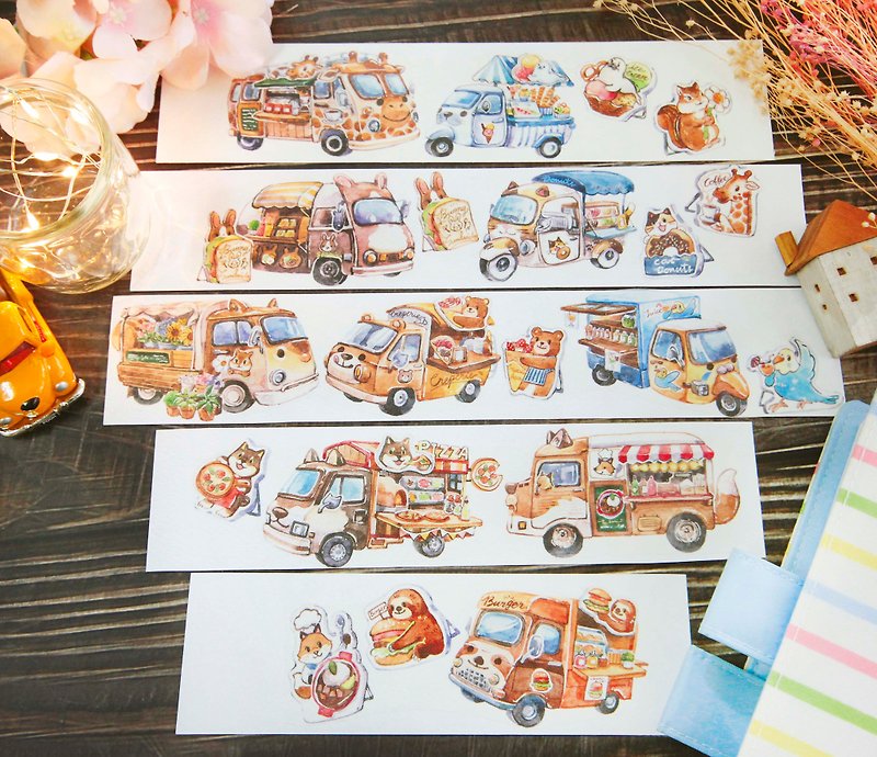 动物小卖车-5cm纸胶带 - 纸胶带 - 纸 多色