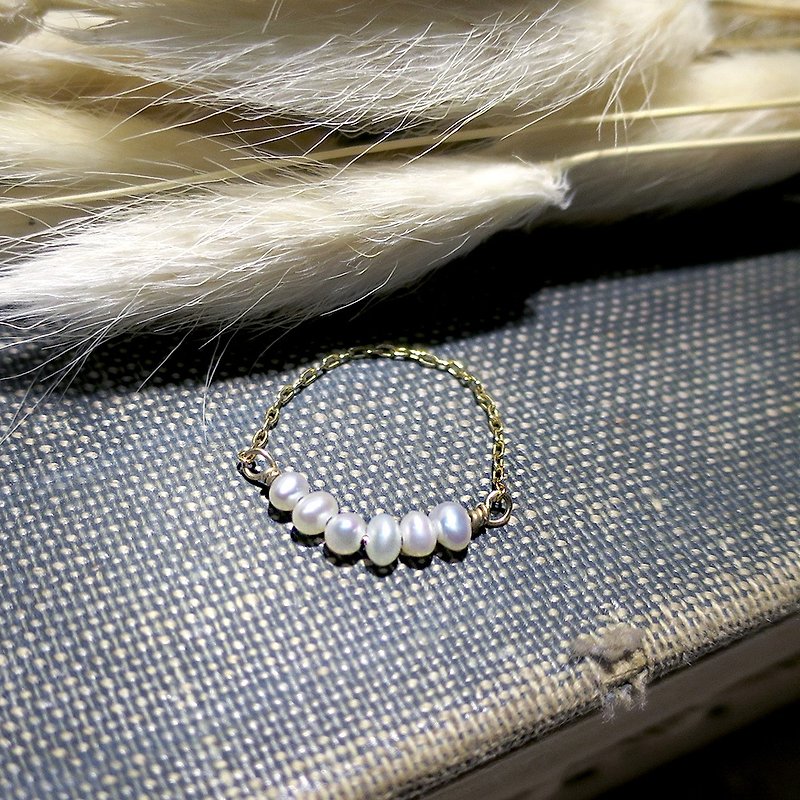 VIIART。简单宝石-珍珠。天然珍珠14KGF细致戒指 - 戒指 - 其他金属 白色