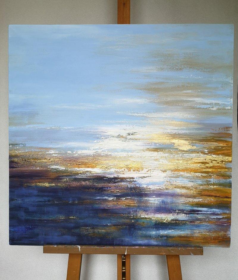 Seascape Painting  Abstract Original Art on Canvas 70x70 cm. - 海报/装饰画/版画 - 棉．麻 
