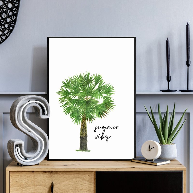 夏季–热带小树－画/小孩房布置/旅店挂画/走廊挂画/植物/夏日风 - 海报/装饰画/版画 - 棉．麻 多色