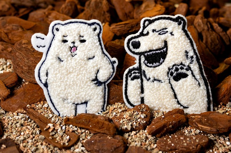 动物系列 北极熊 可爱动物 刺绣贴纸 立体 贴纸 刺绣 - 贴纸 - 绣线 白色