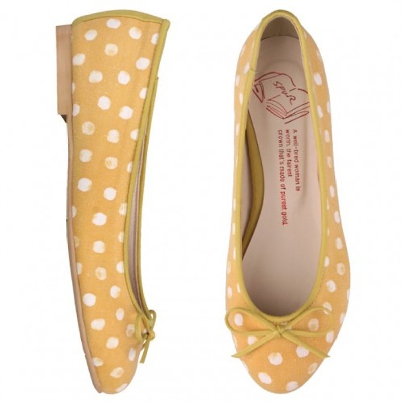 新年 SPUR 蝴蝶结波点平底鞋 27010 MUSTARD - 女款休闲鞋 - 其他材质 黄色