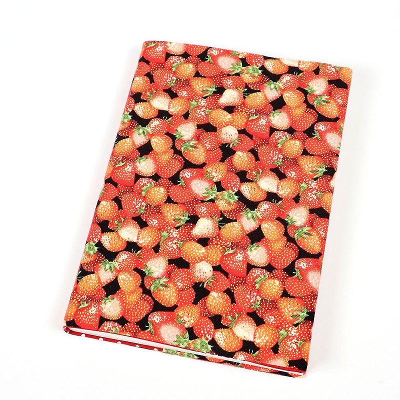 A5 可调式 妈妈手册 布书衣 布书套 - 草莓 (黑) - 笔记本/手帐 - 棉．麻 红色