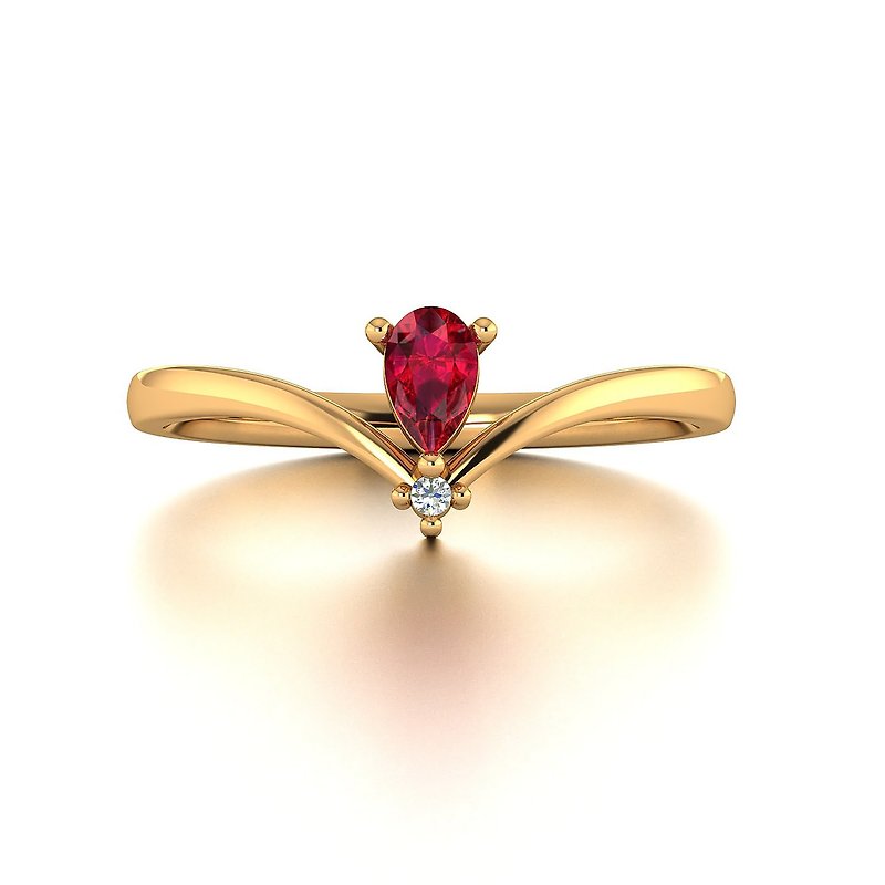 【PurpleMay Jewellery】纯18K金复古红宝石戒指 婚戒订制 R020 - 戒指 - 宝石 红色