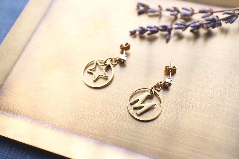 小幸运-锆石 黄铜耳环-针式 夹式 - 耳环/耳夹 - 其他金属 