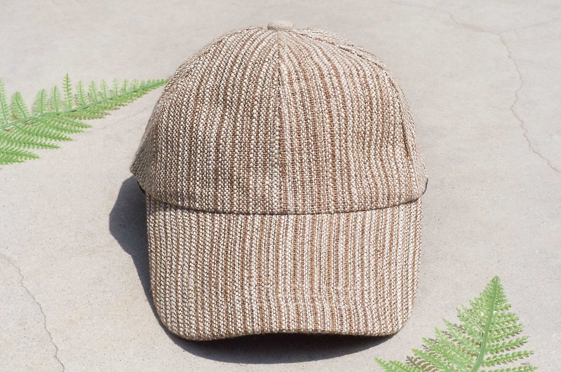 棉麻帽 鸭舌帽 编织帽 渔夫帽 遮阳帽 手工帽 运动帽-咖啡拿铁 - 帽子 - 棉．麻 咖啡色