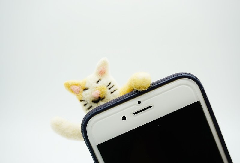 羊毛毡打招呼系列手机壳 招手猫咪手机套 保护壳 圣诞新年礼物 - 手机壳/手机套 - 羊毛 黄色