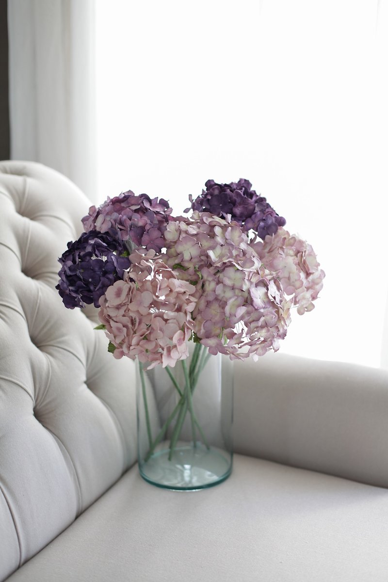 PR009 : Purple Hydrangea Flower Arrangment Decoration Sweet Purple Size 16" Length - 摆饰 - 纸 紫色