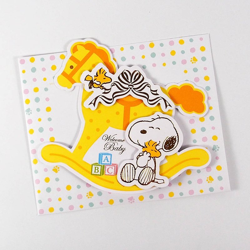 Snoopy 欢迎宝宝木马摇椅【Hallmark 立体卡片 宝贝贺喜】 - 卡片/明信片 - 纸 黄色