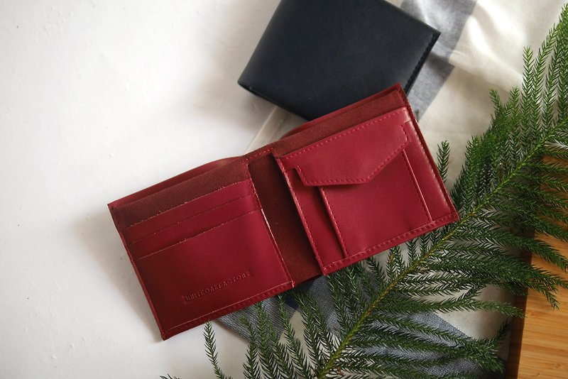 手工皮革短夹-红色 - 皮夹/钱包 - 其他材质 红色