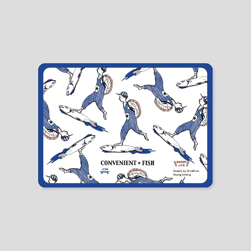 方便的鱼 - 滑板  Convenient Fish - Skateboard - 卡片/明信片 - 纸 蓝色