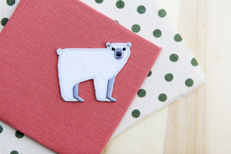 北极熊爱地球自黏绣布贴-森林可爱动物系列 - 编织/刺绣/羊毛毡/裁缝 - 绣线 银色