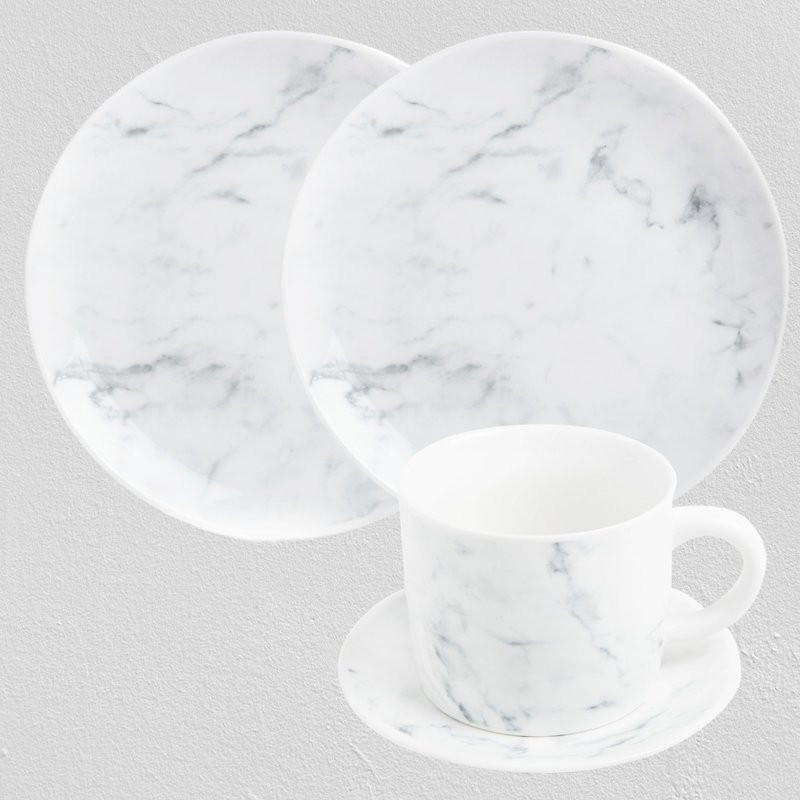 大理石纹气质生活杯盘组 - 咖啡杯/马克杯 - 纸 白色