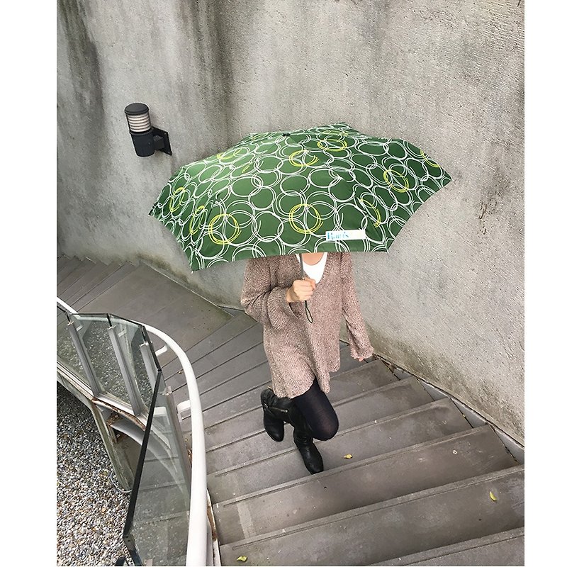 【台湾文创 Rain's talk】圆圈抗UV五折手开伞 - 雨伞/雨衣 - 防水材质 蓝色