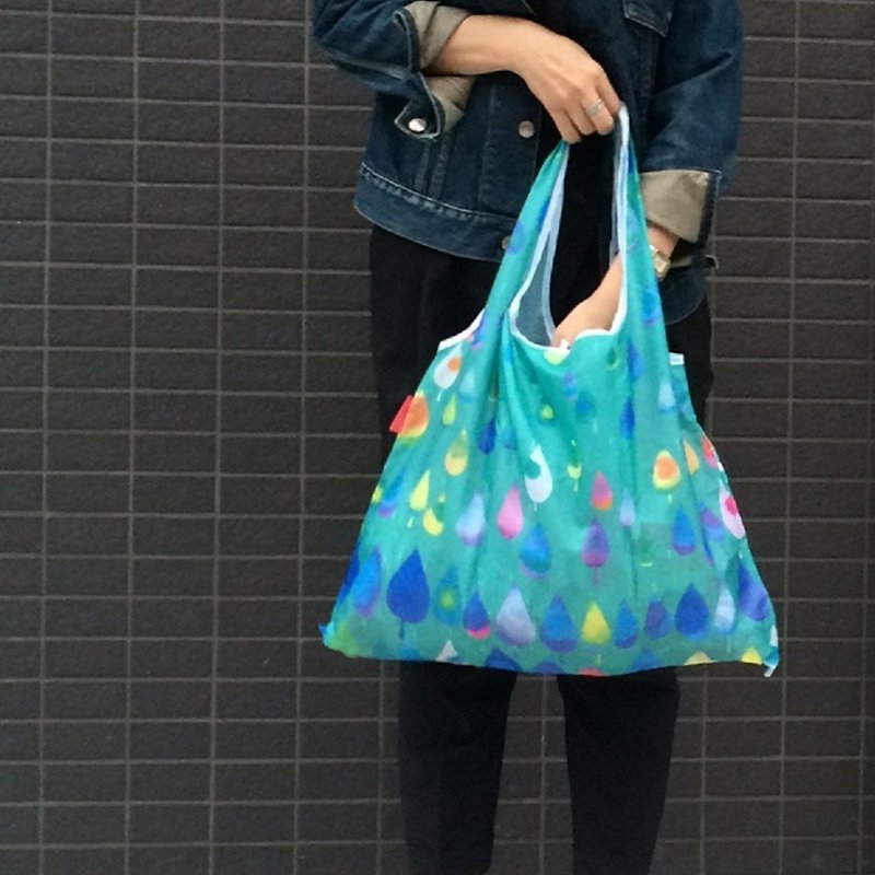 日本 Prairie Dog 设计包/环保袋/购物袋/手提袋 - 雨滴 - 侧背包/斜挎包 - 塑料 蓝色