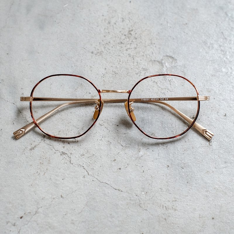 韩国  复古特色复古六角圆框  全钛金属 钛鼻垫  玳瑁金 - 眼镜/眼镜框 - 其他材质 