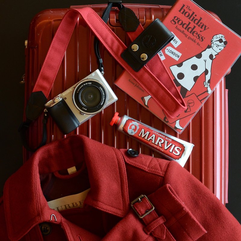 Camera Lift-Strap--专为旅行设计的相机背带--帆布砖红 - 相机 - 棉．麻 红色