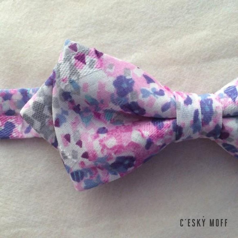 flower camouflage bowtie butterfly pointed - 领结/领巾 - 棉．麻 紫色