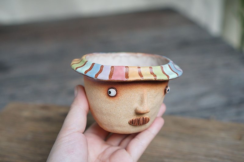 Funny Succulent planter set with uncle faces. - 摆饰 - 陶 多色