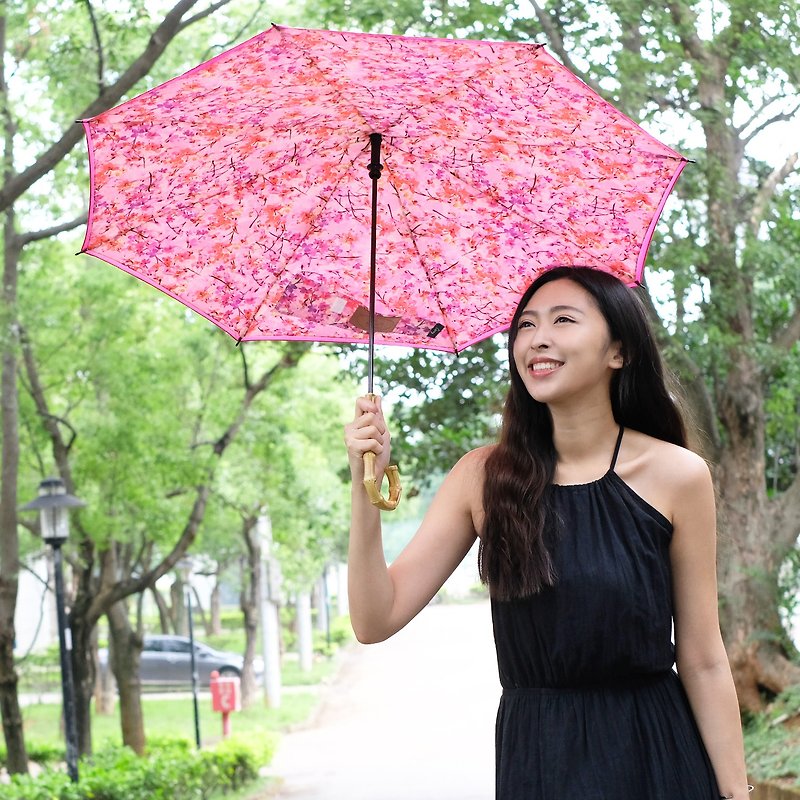 【Carry Umbrella】INK水墨系列反向伞 (Flowerink /19寸) - 雨伞/雨衣 - 防水材质 粉红色