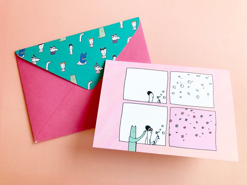 花泡泡 | 卡片(含信封) - 卡片/明信片 - 纸 粉红色