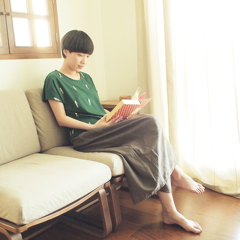 catsters crop t-shirt : green - 女装 T 恤 - 棉．麻 绿色