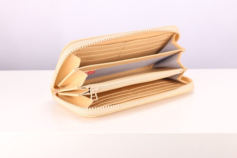Z012 Zipper Wallet - Beige - Genuine leather - 皮夹/钱包 - 真皮 黄色