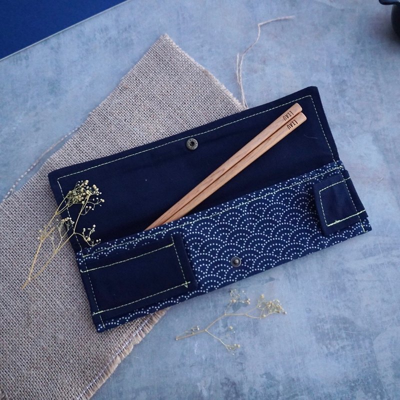 手工筷套 - 日式花布 - 筷子/筷架 - 棉．麻 蓝色