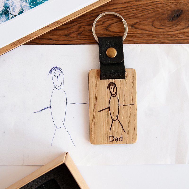 Wooden custom keychain, Wooden Portrait Keyring,  Custom Engraved Gift dad, mom - 钥匙链/钥匙包 - 木头 