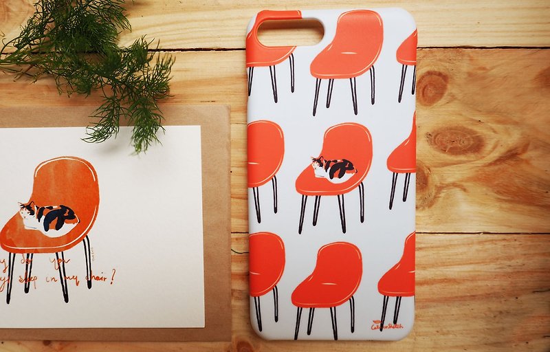 iphone case print high quality with cat on chair - 平板/电脑保护壳 - 塑料 橘色