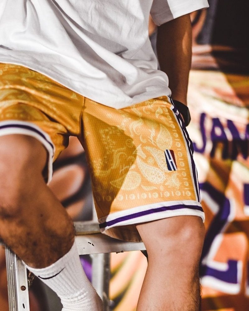 泰国时尚变形虫复刻设计款篮球裤/休闲裤/运动裤 - 男装运动裤 - 棉．麻 黄色