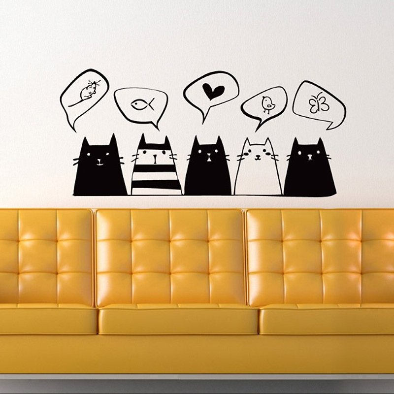 Smart Design 创意无痕壁贴◆猫咪悄悄话(8色可选) - 墙贴/壁贴 - 纸 红色