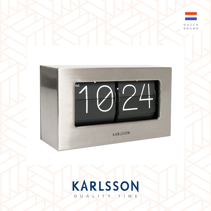 Karlsson, 座枱银色翻页钟Table clock Boxed Flip brushed steel - 时钟/闹钟 - 其他金属 银色