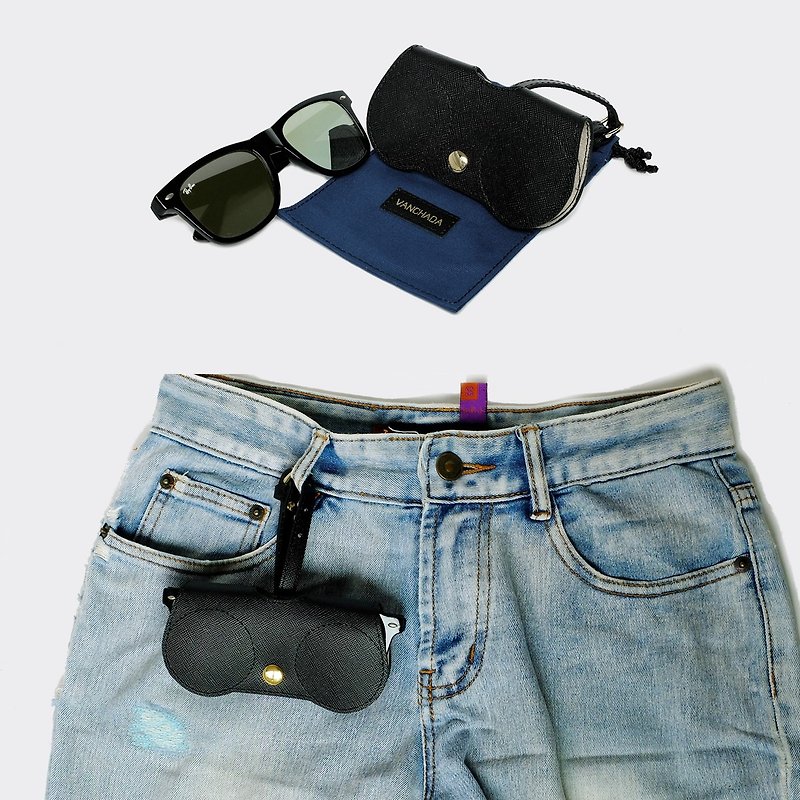 Black-safia B.Cover Hanging Out leather Pouch Cases Sunglasses  - 眼镜/眼镜框 - 真皮 