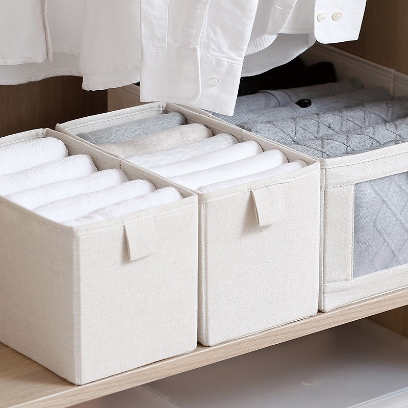 日本霜山 棉麻布折叠式分类收纳盒-S - 收纳用品 - 其他人造纤维 多色