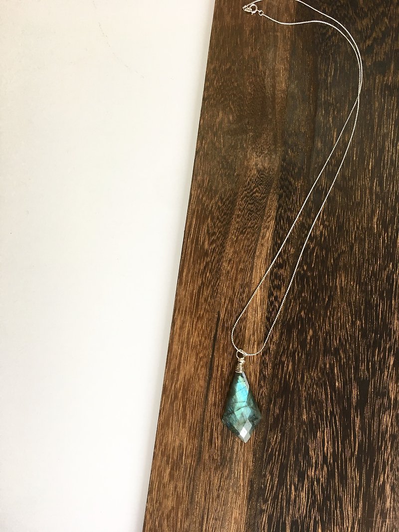 Diamond Labradorite long necklace - 长链 - 石头 蓝色