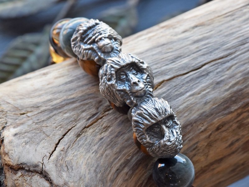 三猿の天然石ブレスレット - 手链/手环 - 半宝石 黄色